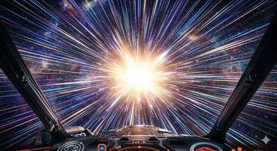 The view from the ship as the stars become rivers of light